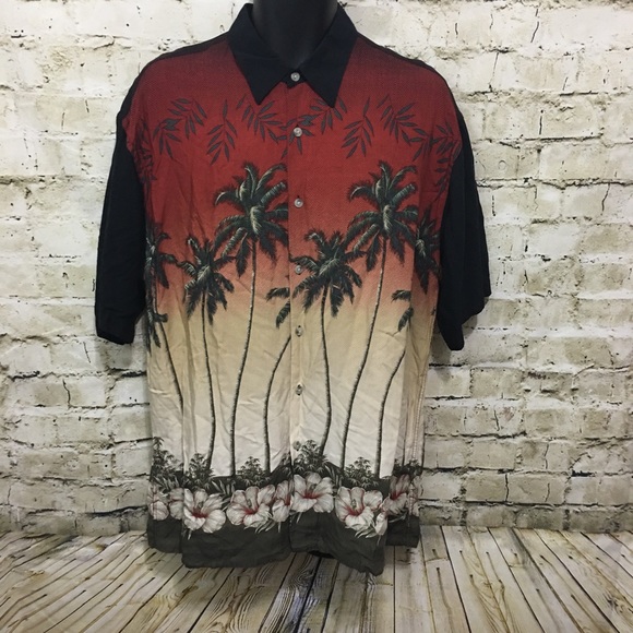 Pierre Cardin Hawaiian Print Button Up Shirt